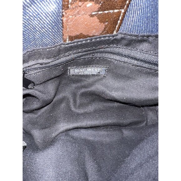 Vtg Y2K Small Denim Handbag Faux Leather Lace Up Front Blue Jean Shoulder Bag - Picture 11 of 15